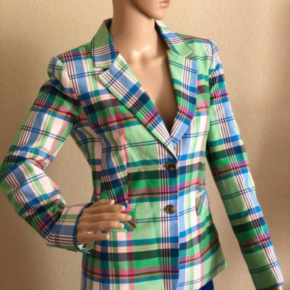 Plaid Poplin Jackets & Blazers - Plaid Poplin Blazer